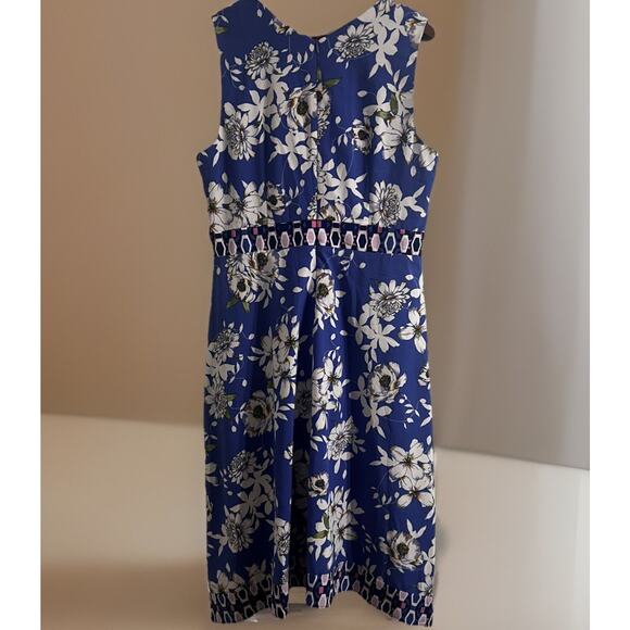 Chris McLaughlin Sleeveless Blue Floral Print V Neck Size 16 Blue Colorful - Picture 5 of 8